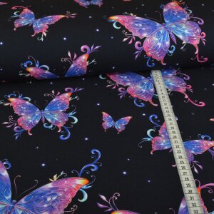 Jersey Colorful Butterflies Navy - Glitzerpüppi Exklusiv Eigenproduktion
