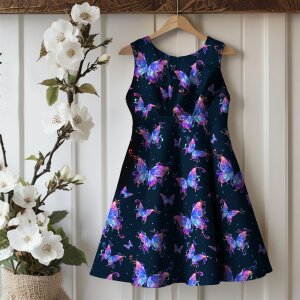 Jersey Colorful Butterflies Navy - Glitzerpüppi Exklusiv Eigenproduktion
