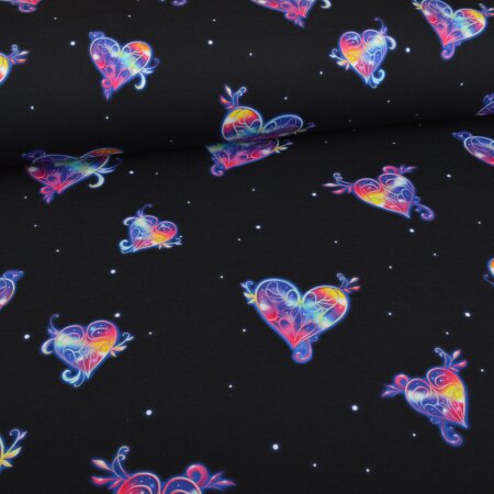 Jersey Colorful Hearts Navy - Glitzerpüppi Exklusiv Eigenproduktion