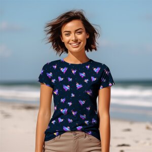 Jersey Colorful Hearts Navy - Glitzerpüppi Exklusiv Eigenproduktion