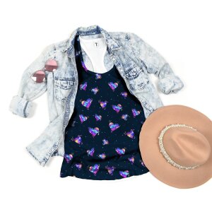 Jersey Colorful Hearts Navy - Glitzerpüppi Exklusiv Eigenproduktion