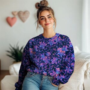 Jersey Glowing Flowers Navy - Glitzerpüppi Exklusiv Eigenproduktion