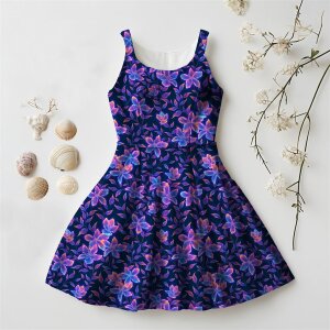 Jersey Glowing Flowers Navy - Glitzerpüppi Exklusiv Eigenproduktion