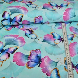 Jersey Ginkgo Butterflies Mint - Glitzerpüppi...