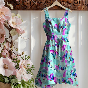 Jersey Ginkgo Butterflies Mint - Glitzerpüppi Exklusiv Eigenproduktion