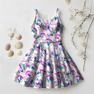 Jersey Ginkgo Butterflies Weiß - Glitzerpüppi Exklusiv Eigenproduktion