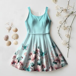 Jersey Schmetterlingswiese Mint - Glitzerpüppi Exklusiv Eigenproduktion
