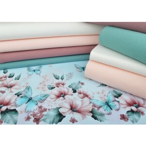 Stoffpaket Jersey Schmetterlingswiese Mint -...
