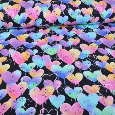 Jersey Grafitti Hearts Navy - Glitzerpüppi Exklusiv Eigenproduktion