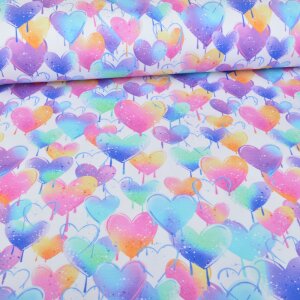 Jersey Grafitti Hearts Weiß - Glitzerpüppi...