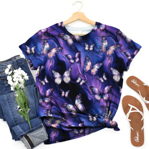 BIO Jersey Mystic Butterflies Lila - Glitzerpüppi Exklusiv Eigenproduktion