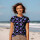 BIO Jersey Maritime Blossoms Lila Blau auf Schwarz - Glitzerpüppi Exklusiv Eigenproduktion