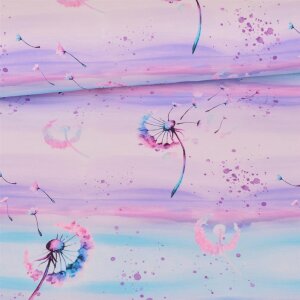 BIO Jersey Aquarell Pusteblumen Lila Mint - Glitzerpüppi Exklusiv Eigenproduktion