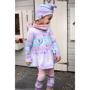 BIO Jersey Aquarell Pusteblumen Lila Mint - Glitzerpüppi Exklusiv Eigenproduktion