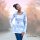 BIO Jersey Aquarell Pusteblumen Lila Mint - Glitzerpüppi Exklusiv Eigenproduktion