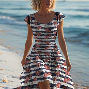 BIO Jersey Maritime Blossoms Rot Gold - Glitzerpüppi...