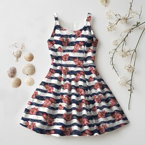 BIO Jersey Maritime Blossoms Rot Gold - Glitzerpüppi Exklusiv Eigenproduktion