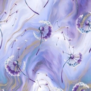 BIO Jersey Pusteblumen Marmor Flieder - Glitzerpüppi Exklusiv Eigenproduktion