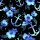 BIO Jersey Maritime Blossoms Blau auf Schwarz - Glitzerpüppi Exklusiv Eigenproduktion