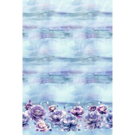 BIO Jersey Summertime Blossoms Hellblau Lila - Glitzerpüppi Exklusiv Eigenproduktion