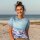 BIO Jersey Summertime Blossoms Hellblau Lila - Glitzerpüppi Exklusiv Eigenproduktion