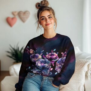 BIO Jersey Summertime Blossoms Navy Beere - Glitzerpüppi Exklusiv Eigenproduktion