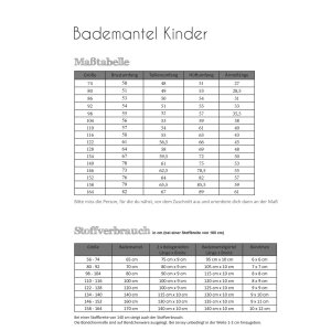 Fadenkäfer Papierschnittmuster Bademantel für Kinder