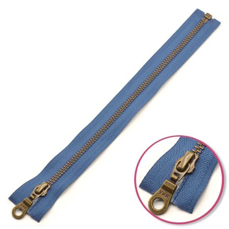 Reißverschluss Jeansblau 25cm teilbar Antik Gold YKK (0503311-839)
