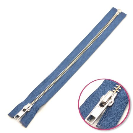 Reißverschluss Jeansblau 45cm teilbar Silber YKK (0573985-839)