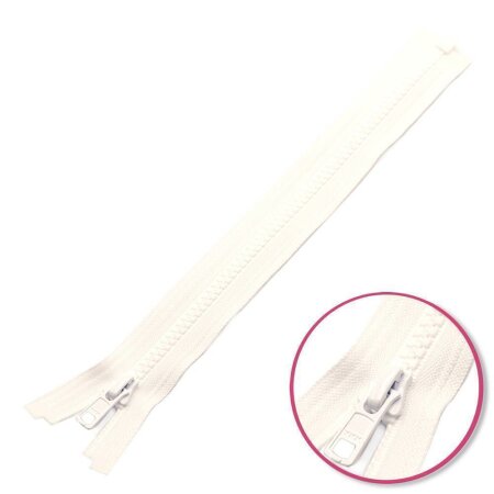 Reißverschluss Weiß 60cm teilbar mit Zähnchen aus Kunststoff YKK (4335956-501)