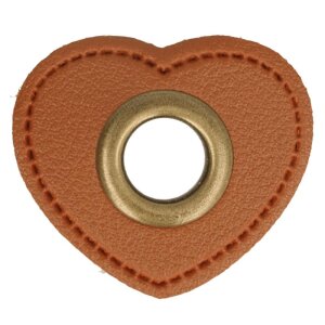 Ösen Kunstleder Patch Herz Braun 8mm - Bronze