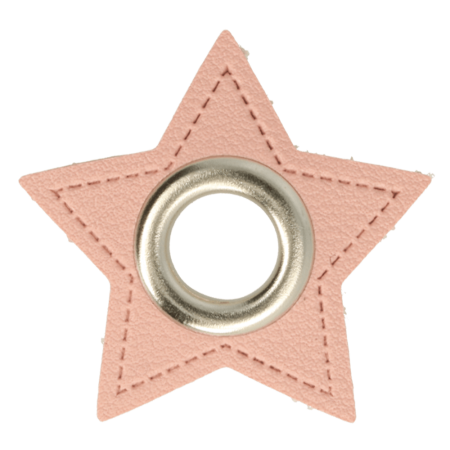 Ösen Kunstleder Patch Stern Rosa 8mm - Nickel