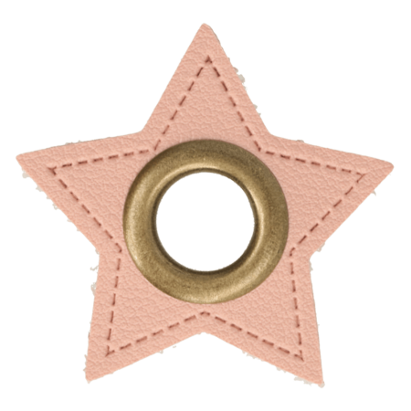 Ösen Kunstleder Patch Stern Rosa 11mm - Bronze