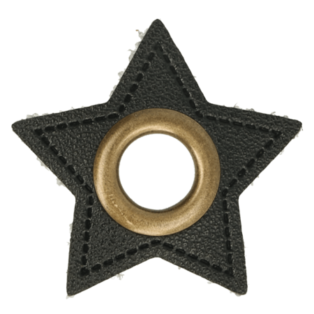 Ösen Kunstleder Patch Stern Schwarz 8mm - Bronze