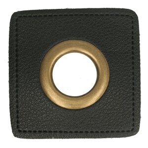 Ösen Kunstleder Patch Schwarz 11mm - Bronze