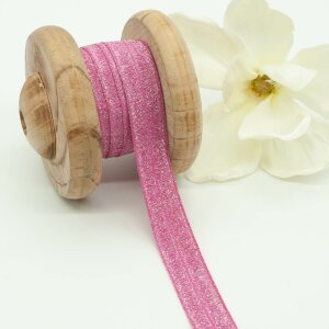 Einfassband Schrägband Gummiband Glitzer Pink 2cm