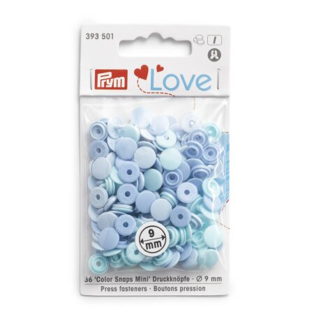 Color Snaps Druckknöpfe Mini hellblau, Prym Love, Kunststoff 9mm, 36 Stück (393501)