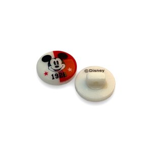 Knopf Walt Disney 13mm - Mickey Mouse Weiß Rot