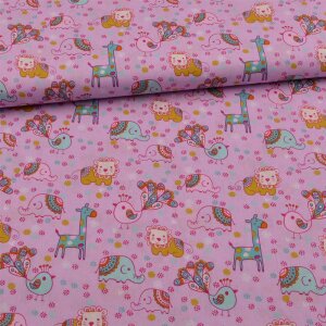 Baumwolle Webware Sweet Animals Rosa