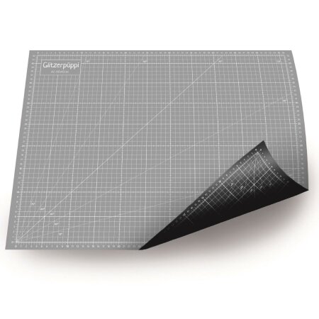 Glitzerpüppi selbstheilende Schneidematte A2 (60x45cm) - beidseitig bedruckt - Grau/Schwarz