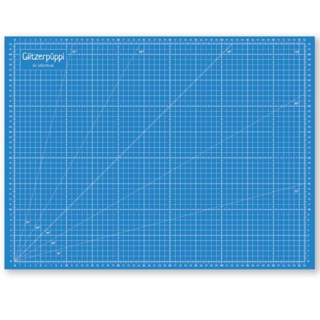 Glitzerpüppi selbstheilende Schneidematte A2 (60x45cm) - beidseitig bedruckt - Hellblau/Blau