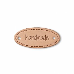 Applikation "handmade" Label oval, natur (403796)